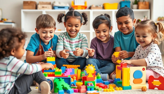 Children playing with educational toys and learning through play