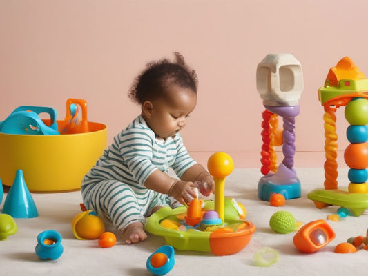 infant playing with sensory toys