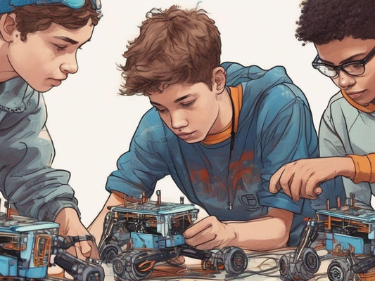 teenagers building robots