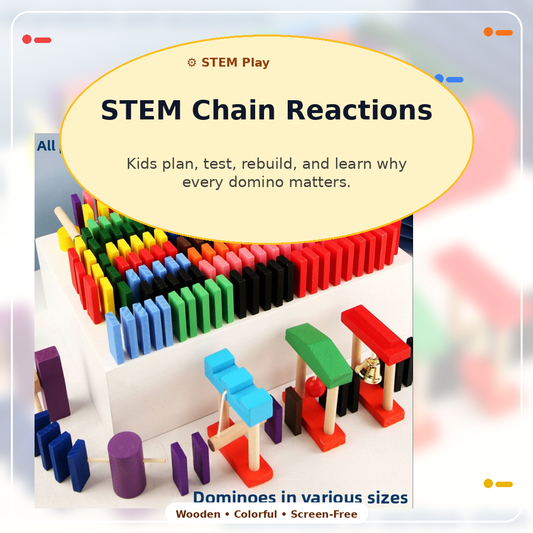 STEM Domino Set for Kids Ages 4–8 — Problem Solving & Engineering | 100 Pieces