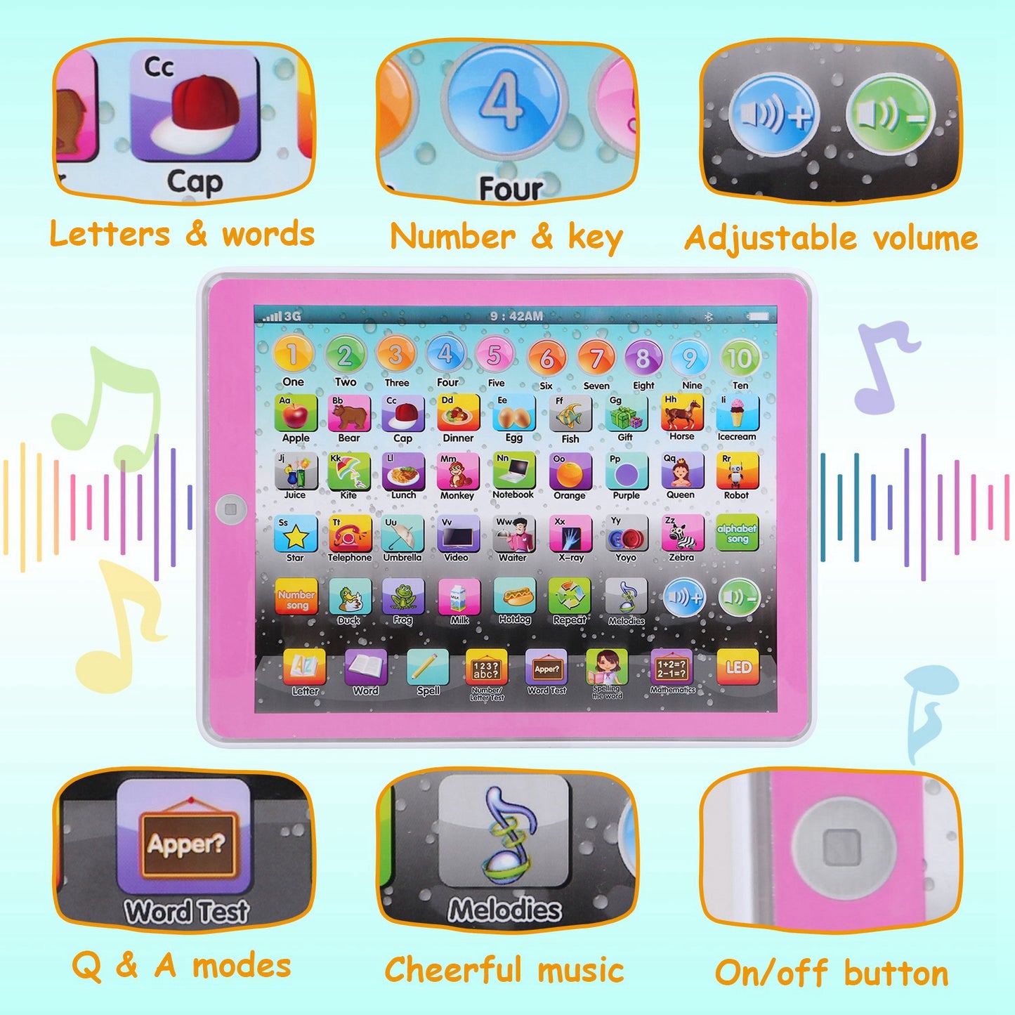 1Pc Kid Baby Toddler Tablet Toy Educational Learning Study Tablet Pad Gift For Aged 2 3 4 5 6 7 Girls Boys