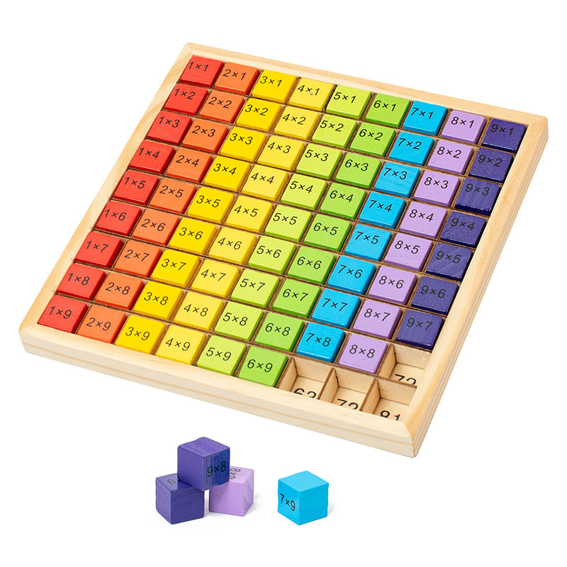 Wooden Multiplication Table Board for Kids Colorful Blister