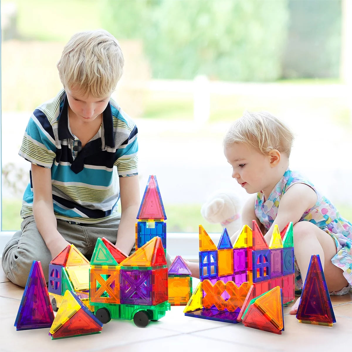 180 Piece Set 3D Color Magnetic Building Block Toy Deluxe Construction Kit, Multicolor
