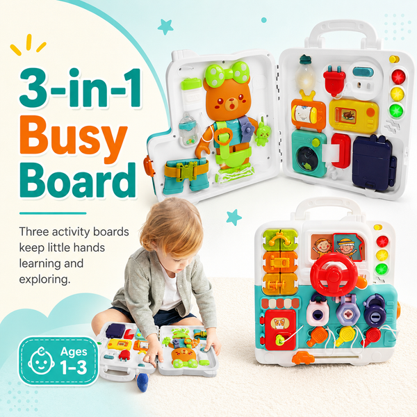 3-in-1 Montessori Busy Board for Toddlers — The Sensory Toy That Finally Keeps Little Hands Off Your Phone 3-in-1 Montessori Busy Board for Toddlers — The Sensory Toy That Finally Keeps Little Hands Off Your Phone