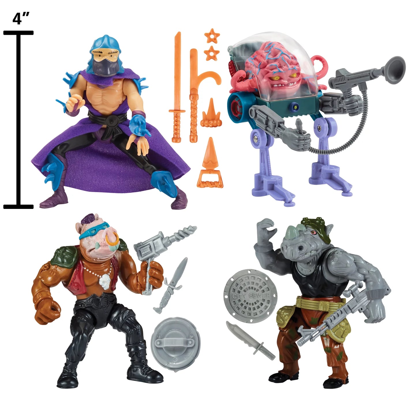 : Classic 4" Mutant 4-Pack Figure Bundle by