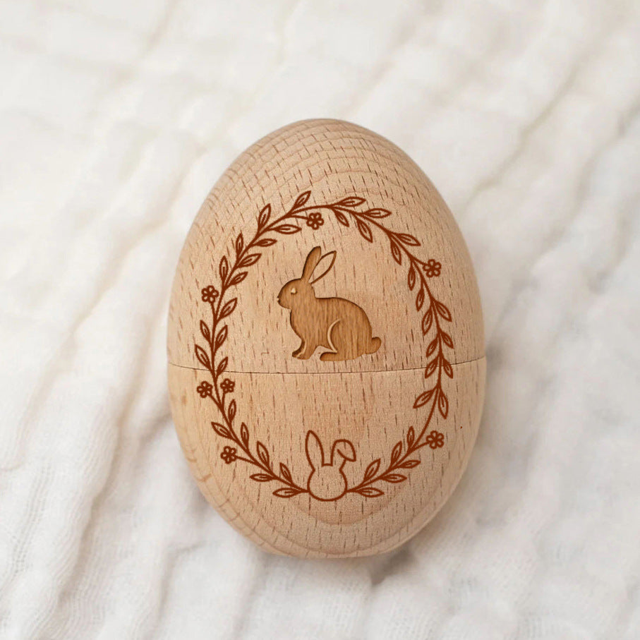 Wooden Easter Egg Craft for Kids Pattern 4 6x4.3cm 40g