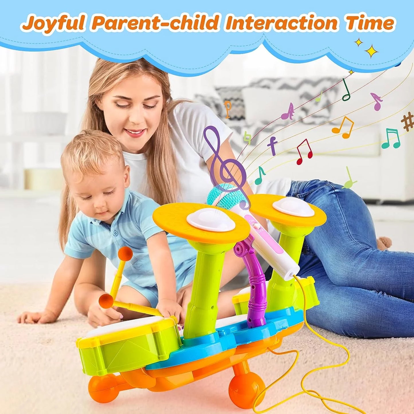 Drum Sets for Kids, Toys for 1 Year Old, Educational Learning Toys for 2 3 4 5 6 Year, Light up Baby Music Toy for Boys Girls Birthday Gift
