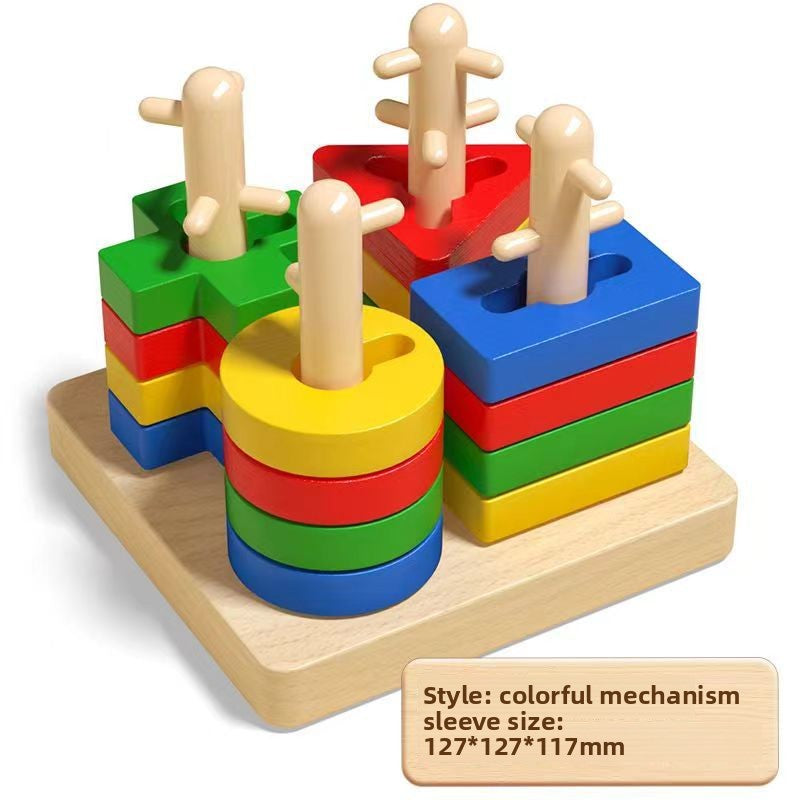 Wooden Montessori Geometry Column Toy Set