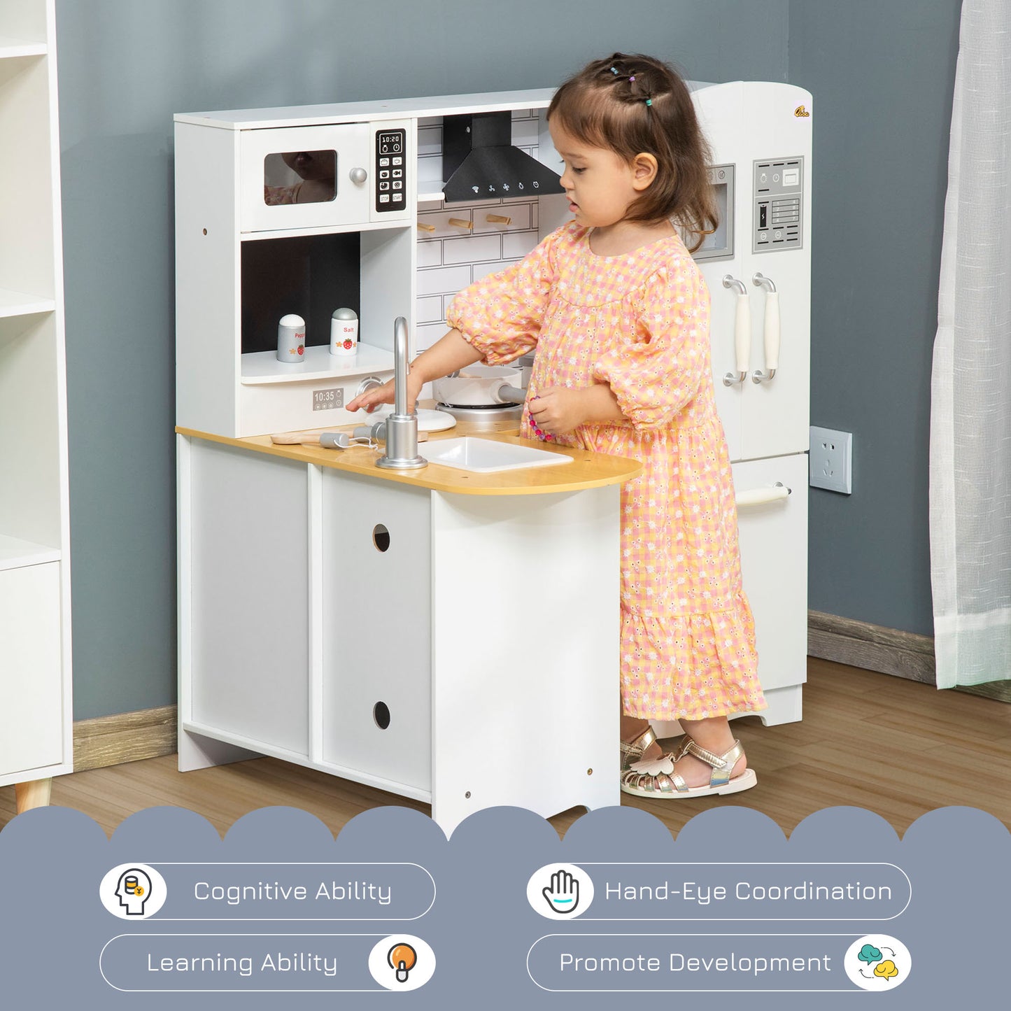 Maximize Play, Minimize Footprint: Space-Saving Corner Kitchen with Real Sounds, Microwave, Fridge & Dishwasher