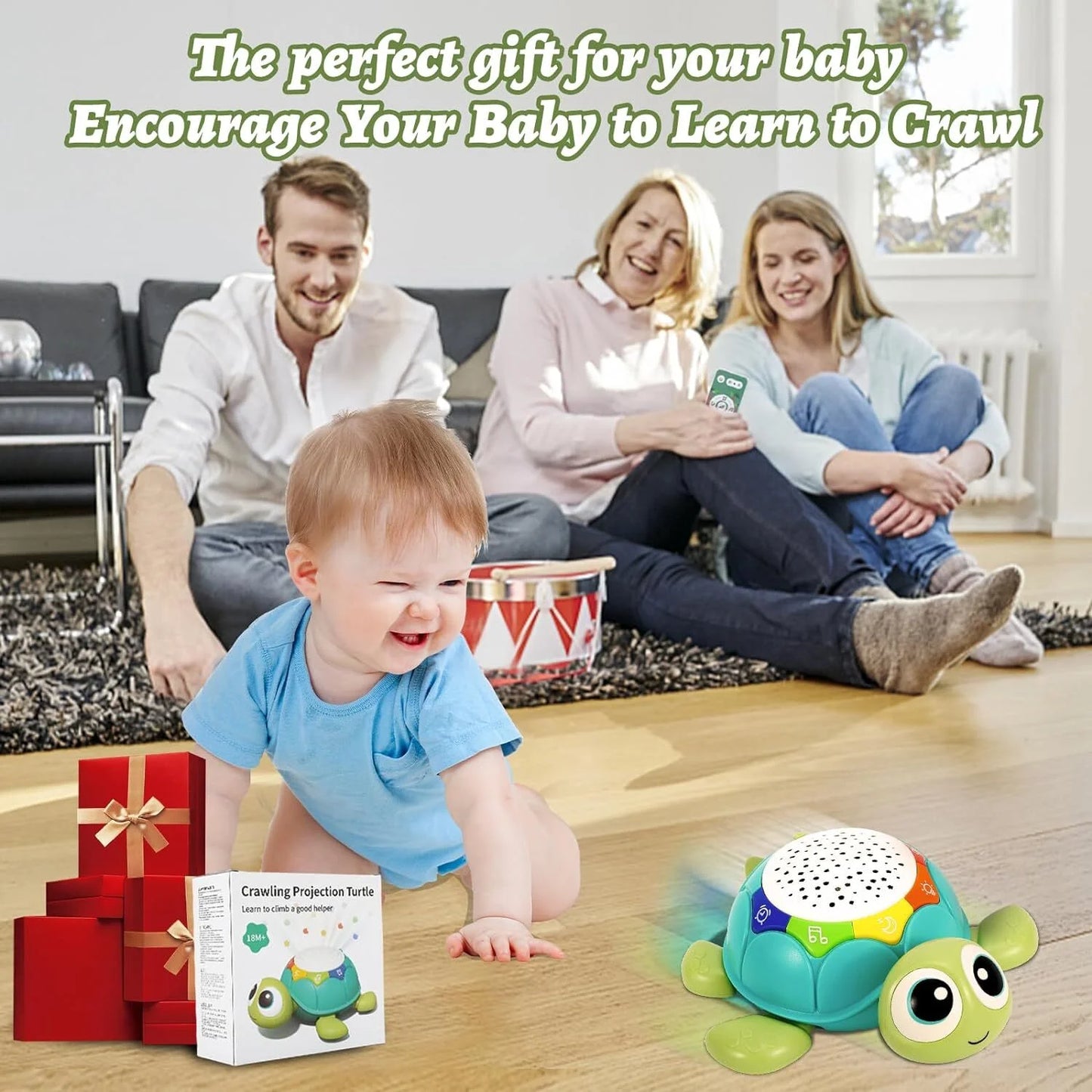 Baby Toys 6 to 12 Months, Musical Turtle Crawling Baby Toys for 12-18 Months, Early Learning Educational Toy with Light & Sound, Birthday Toy for Infant Toddler Boy Girl 7 8 9 10 Month 1-2 Year Old