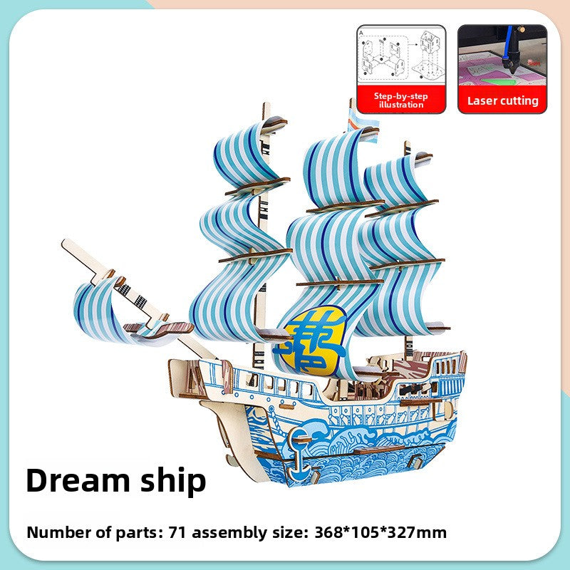 Wooden ship DIY assembly model