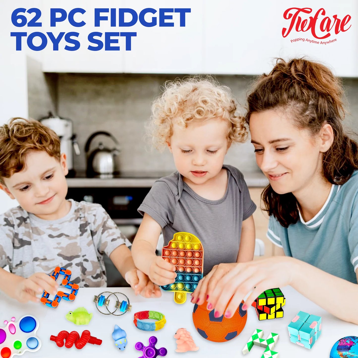 (62 Pcs) 2023 Upgraded Fidget Toys Party Favors Gifts for Kids Adults Autism Stress Relief Stocking Stuffers Sensory Pop It Autistic Pack Bulk Set Boys Girls Goodie Bag Treasure Box Classroom Prizes