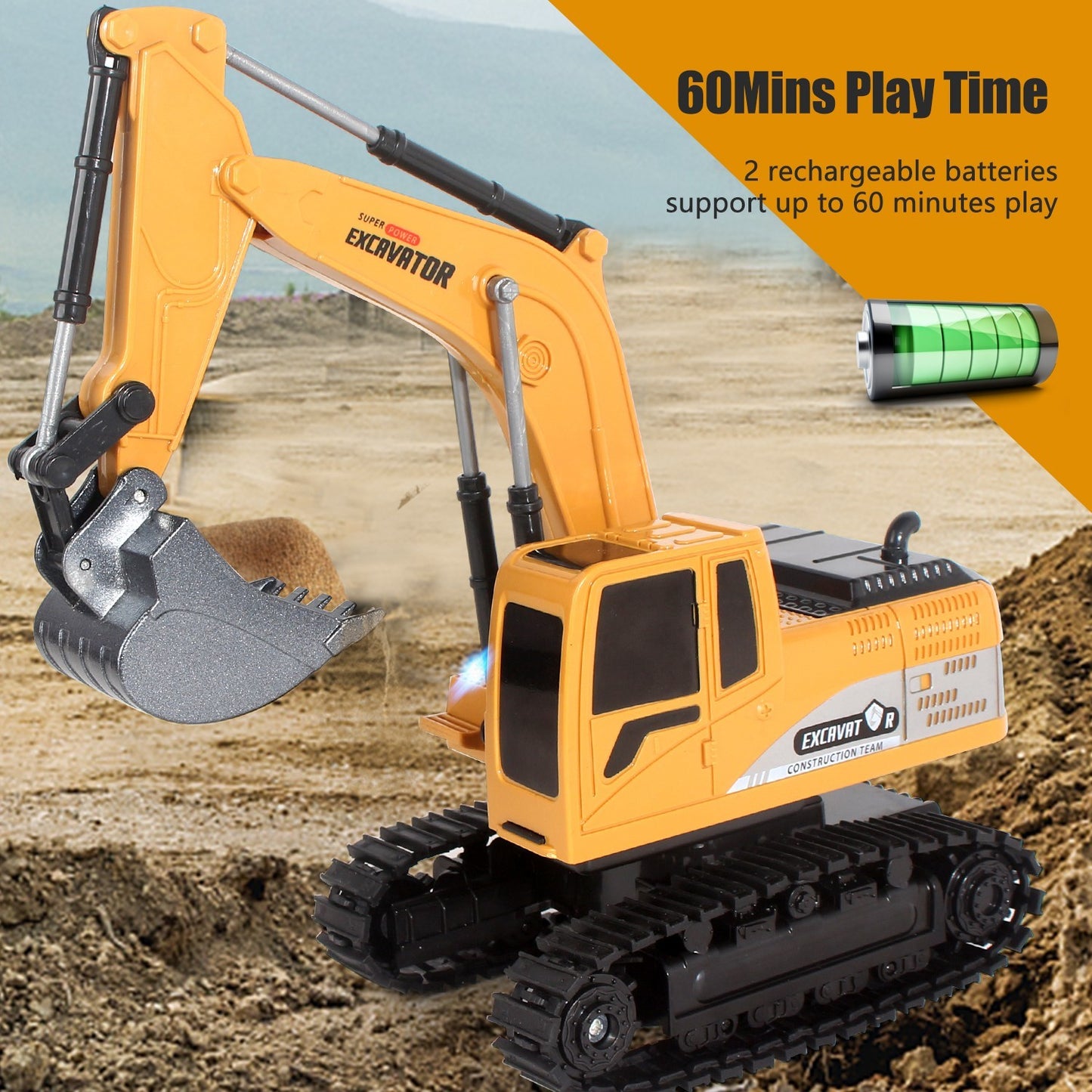 Remote Control Excavator RC Digger Truck – Realistic Construction Toy for Kids