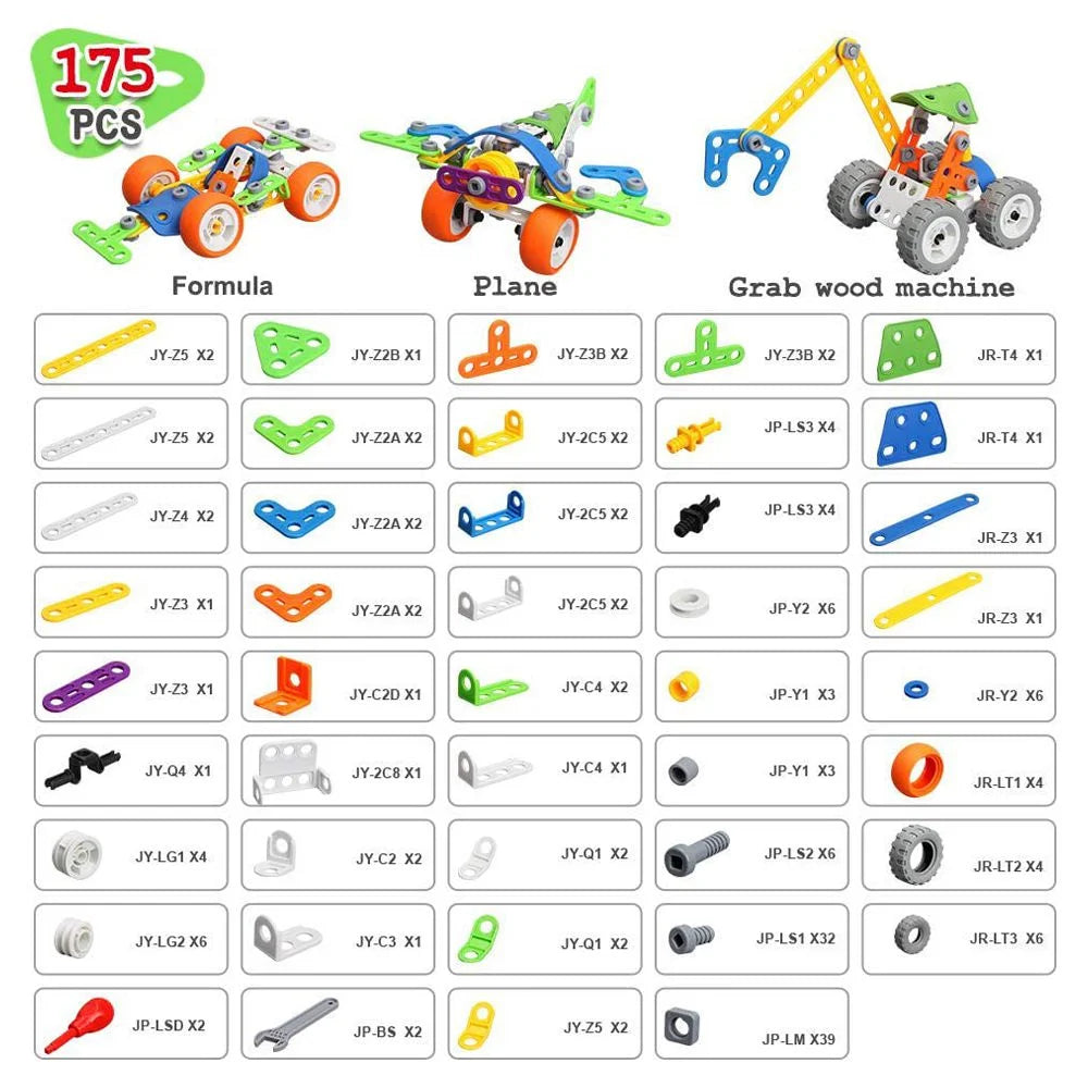 175 Pieces Building Blocks STEM Toys for 4 5 6 7 8+ Year Old Boys Erector Sets Kits Building Toys for Kids Age 4-8 6-8 5-7 8-10 Creative Learning Game Engineering Stem Projects Activities Gift