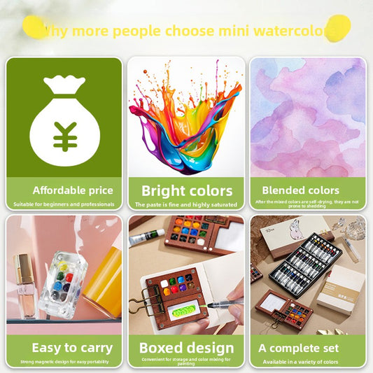 Portable Watercolor Paint Box for Kids