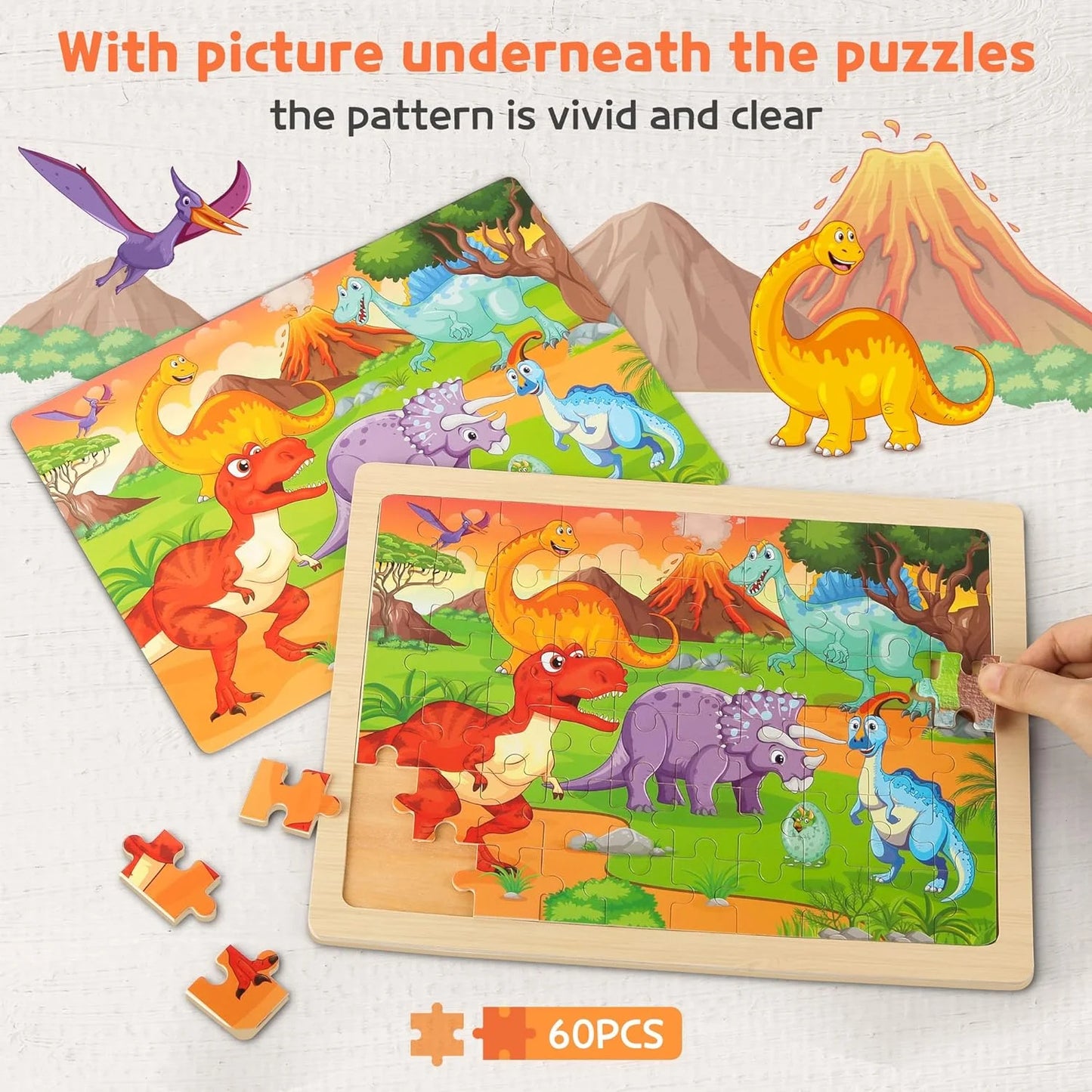 Wooden Puzzles for Kids Ages 4-6, 6 Packs 60 Pcs Jigsaw Puzzles Preschool Educational Toys Gifts for Children Ages 4-8, Kids Puzzles for 4+ Year Olds Boys Girls, Wood Puzzles Ages 3 4 5 6 7 8