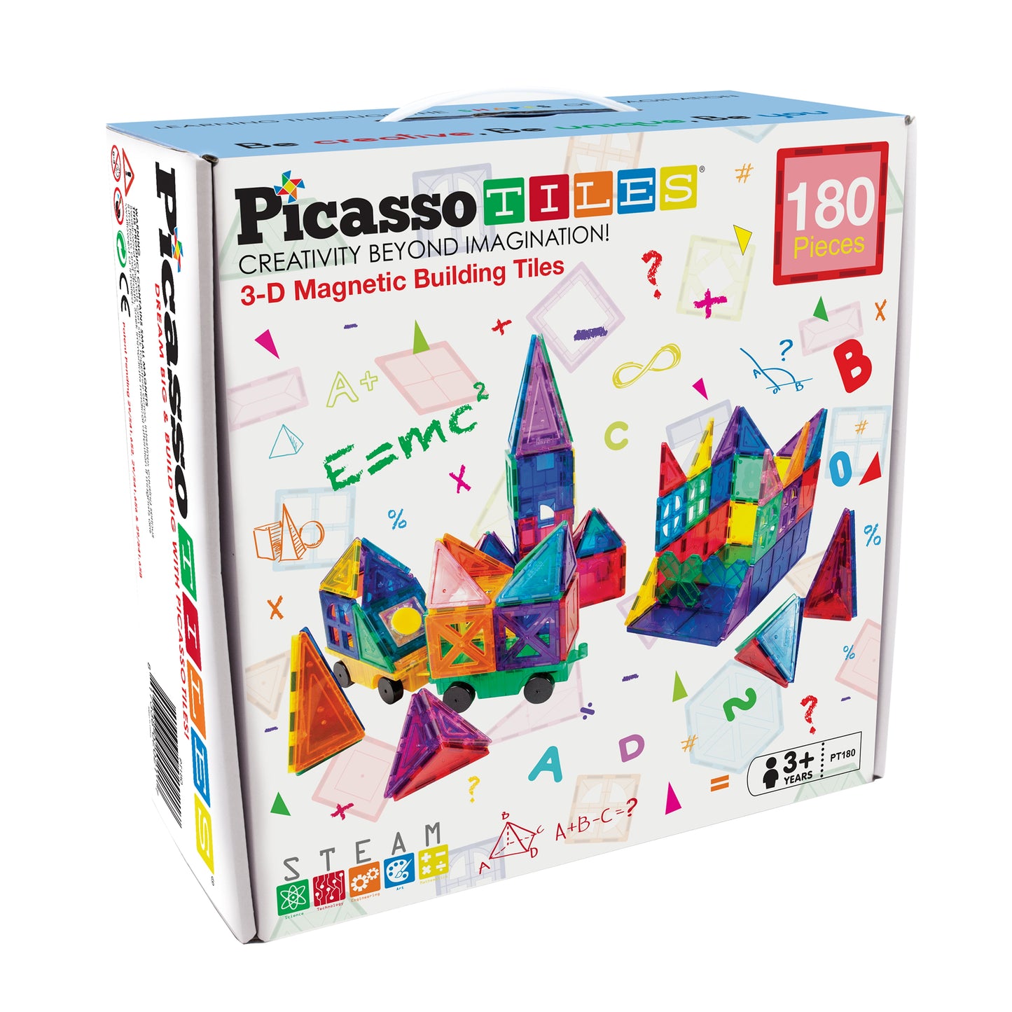 180 Piece Set 3D Color Magnetic Building Block Toy Deluxe Construction Kit, Multicolor