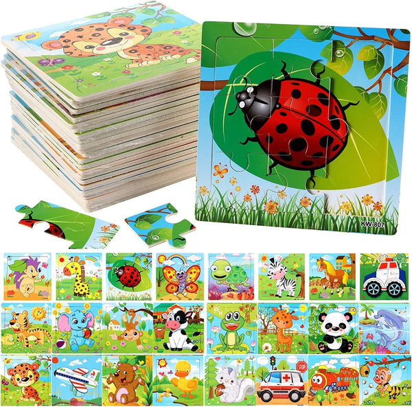 🐯 Wildlife Adventure: 24-Pack Wooden Animal & Transport Puzzles! 🧩✨ 🐯 Wildlife Adventure: 24-Pack Wooden Animal & Transport Puzzles! 🧩✨