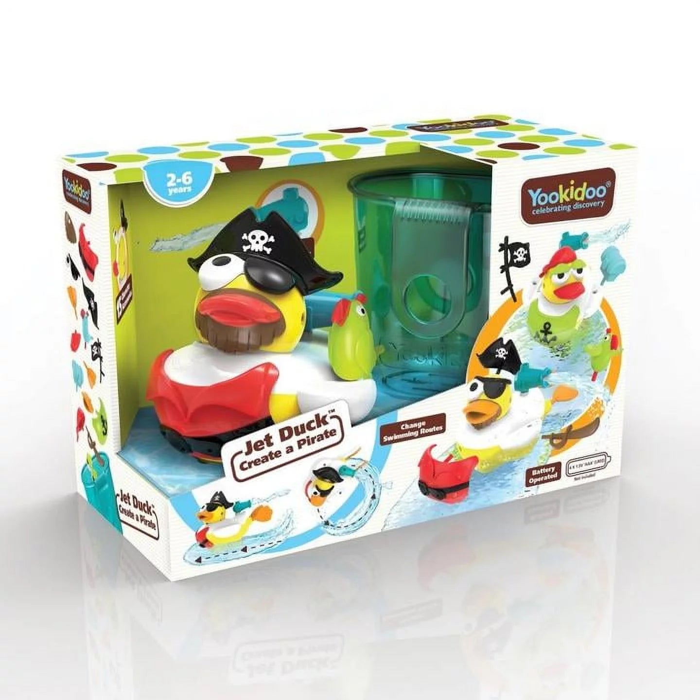 Jet Duck Pirate Bath Toy with Powered Water Cannon Shooter - Sensory Development & Bath Time Fun for Kids - Ages 2+