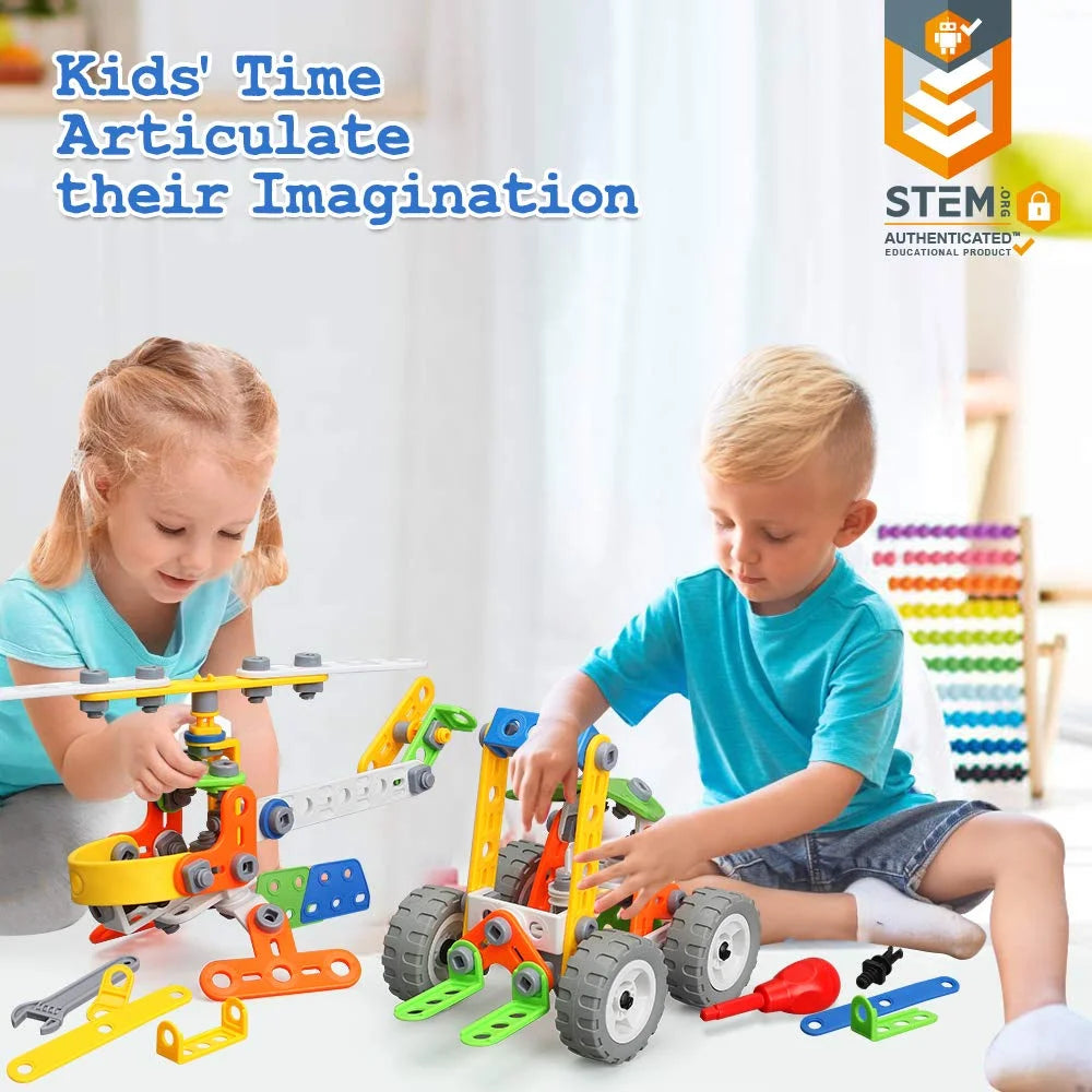 175 Pieces Building Blocks STEM Toys for 4 5 6 7 8+ Year Old Boys Erector Sets Kits Building Toys for Kids Age 4-8 6-8 5-7 8-10 Creative Learning Game Engineering Stem Projects Activities Gift