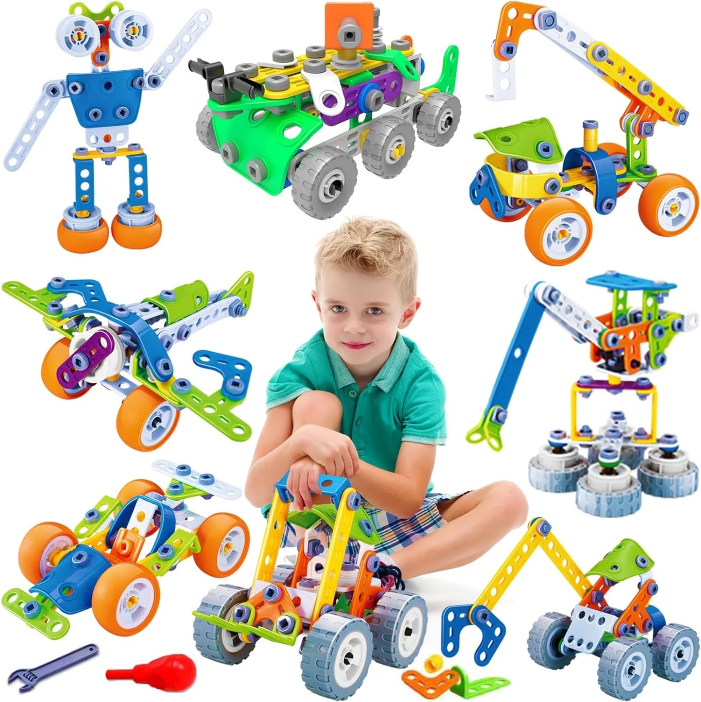175 Pieces Building Blocks STEM Toys for 4 5 6 7 8+ Year Old Boys Erector Sets Kits Building Toys for Kids Age 4-8 6-8 5-7 8-10 Creative Learning Game Engineering Stem Projects Activities Gift