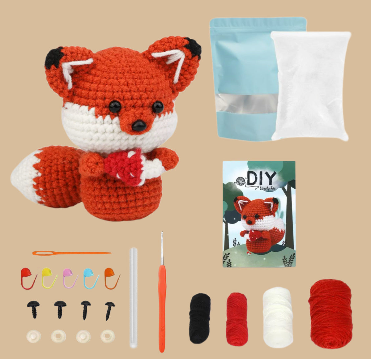 Crochet Animal Kit – Yarn, Hook & Pattern Options