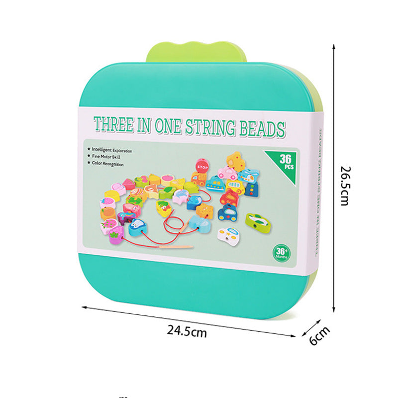 Wooden Threading Beads – Animal & Fruit Lacing Set