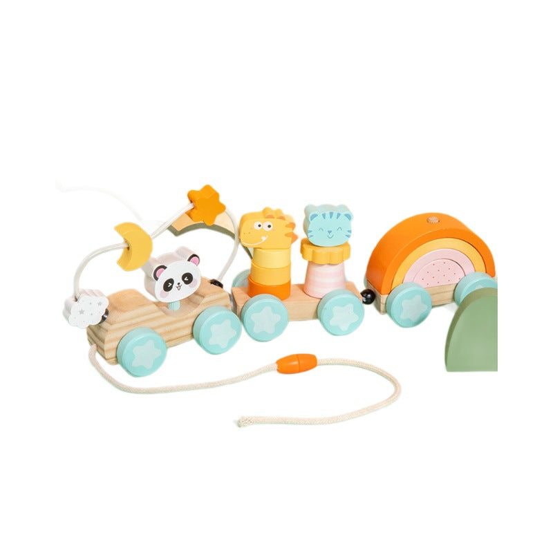 Wooden Animal Pull-Along Train with Bead Maze