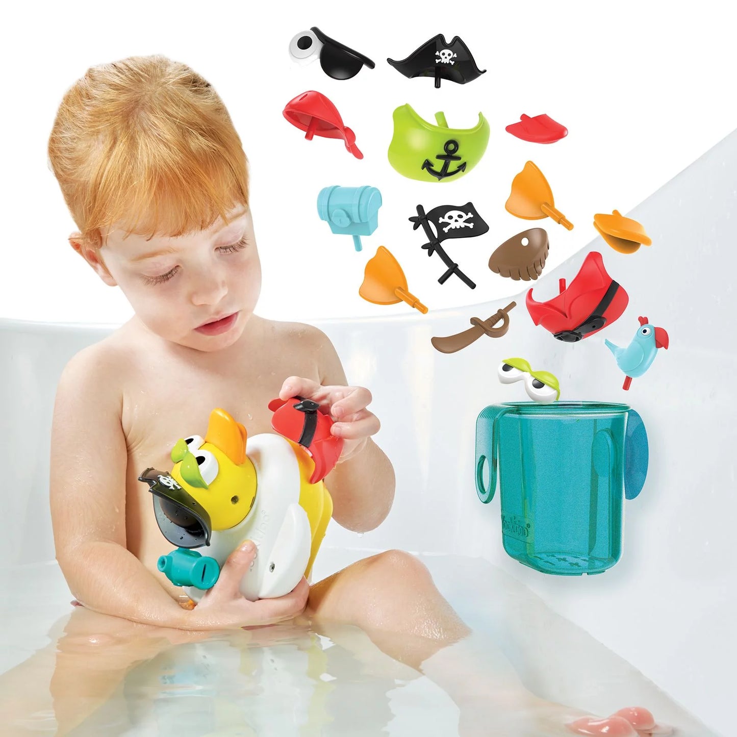 Jet Duck Pirate Bath Toy with Powered Water Cannon Shooter - Sensory Development & Bath Time Fun for Kids - Ages 2+