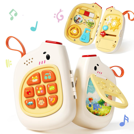 Baby Pretend Phone with Music for Toddlers – Montessori Sensory Motor Skills Development Toy Ages 6-18 Months