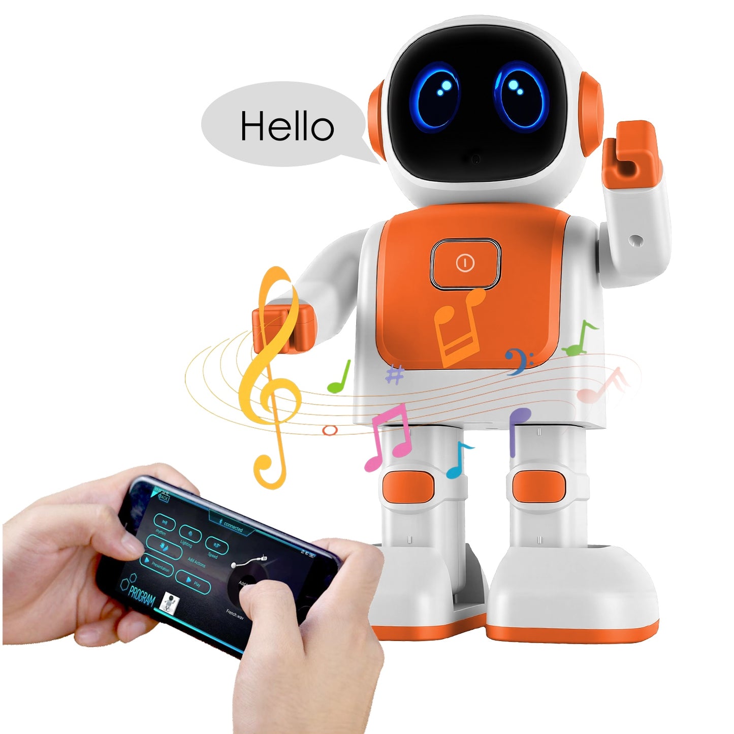 Meet Your Child’s First AI Companion: The Programmable Dancing Robot with Voice Assistant & Bluetooth Music Orange Robot
