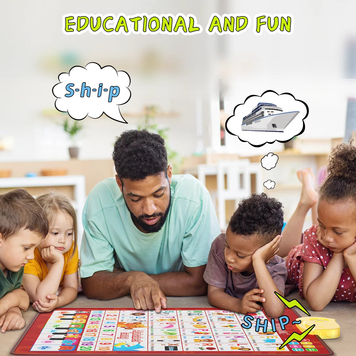 Electronic Alphabet Wall Chart, Toddler Learning Toys , Educational Toys ABC Preschool Poster, Alphabet Learning Toys, Toys for Ages 2-6, English & Spanish, Red