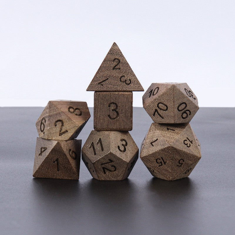 Wooden Polyhedral Dice Set for Math Games