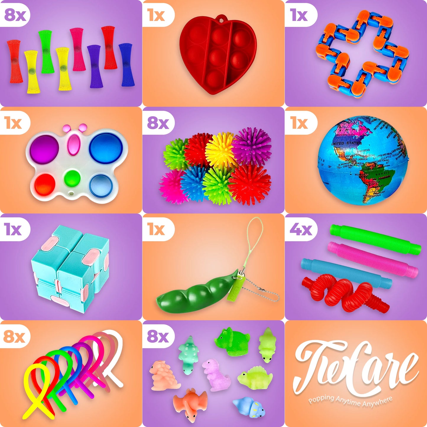 (62 Pcs) 2023 Upgraded Fidget Toys Party Favors Gifts for Kids Adults Autism Stress Relief Stocking Stuffers Sensory Pop It Autistic Pack Bulk Set Boys Girls Goodie Bag Treasure Box Classroom Prizes