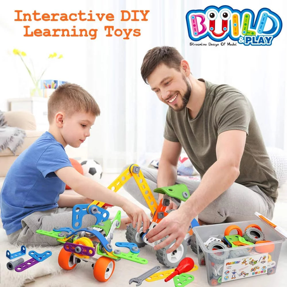 175 Pieces Building Blocks STEM Toys for 4 5 6 7 8+ Year Old Boys Erector Sets Kits Building Toys for Kids Age 4-8 6-8 5-7 8-10 Creative Learning Game Engineering Stem Projects Activities Gift
