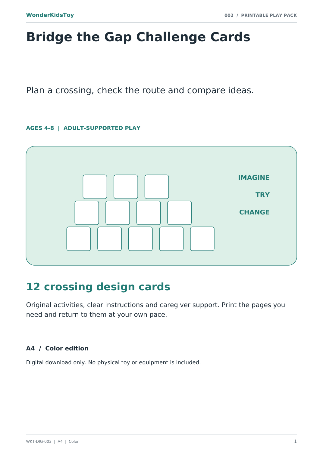 Bridge the Gap Challenge Cards: printable PDF activity pack cover