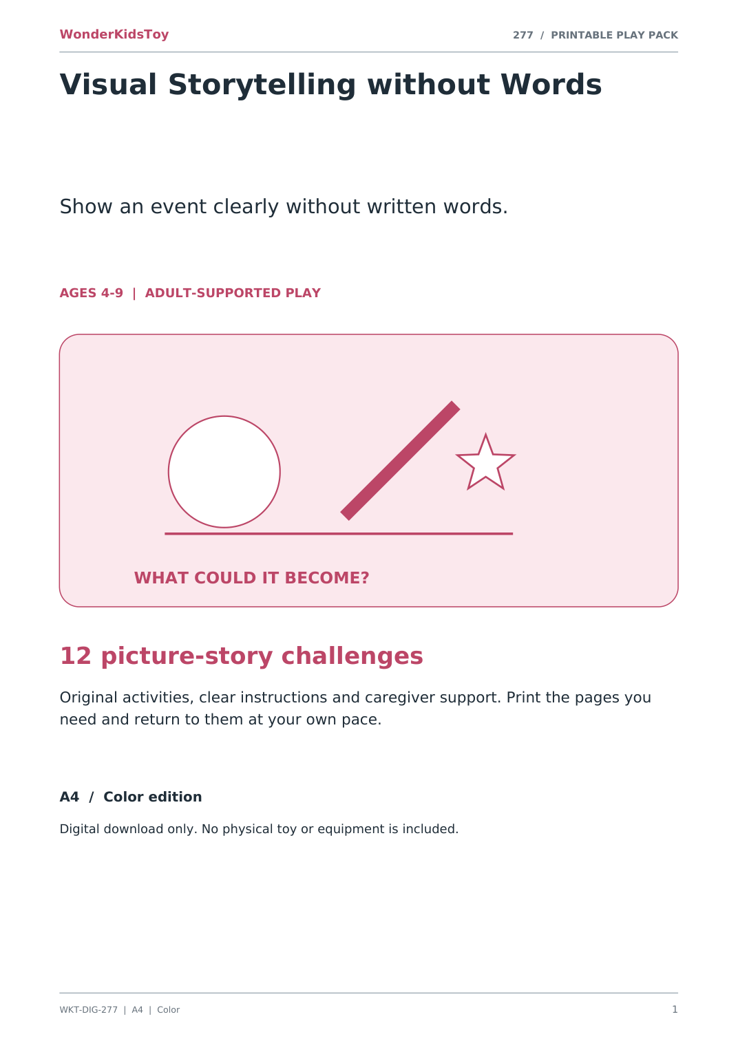 Visual Storytelling without Words: printable PDF activity pack cover