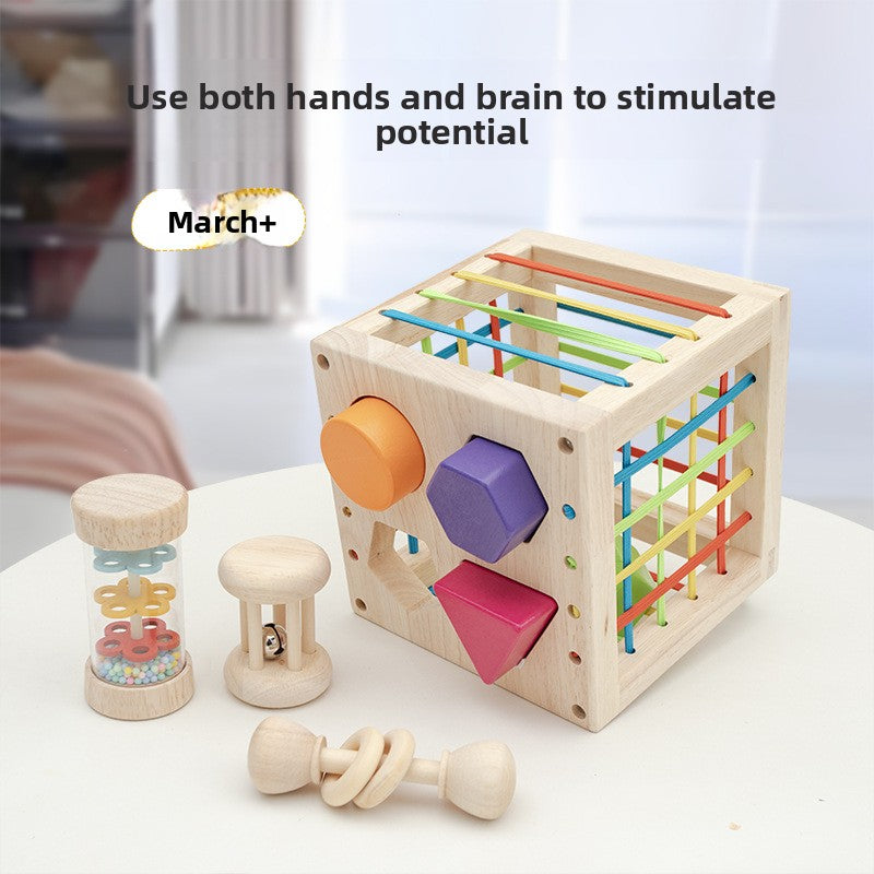 Wooden shape sorting toy for toddler hands-on play
