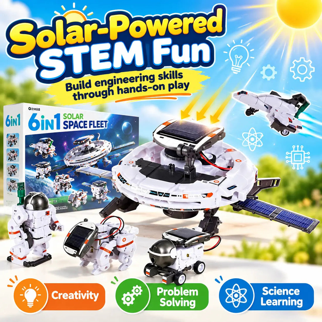 Solar-powered STEM robot building kit for kids – product gallery image 3