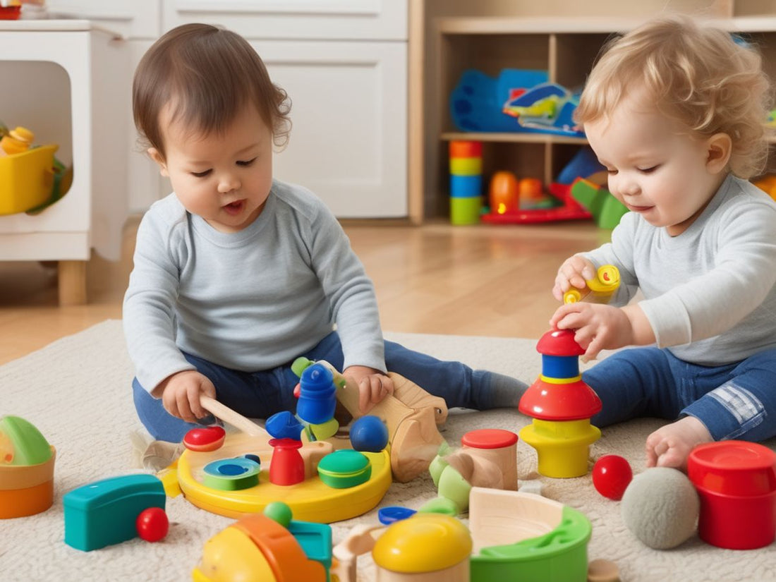 toddlers playing with language development toys