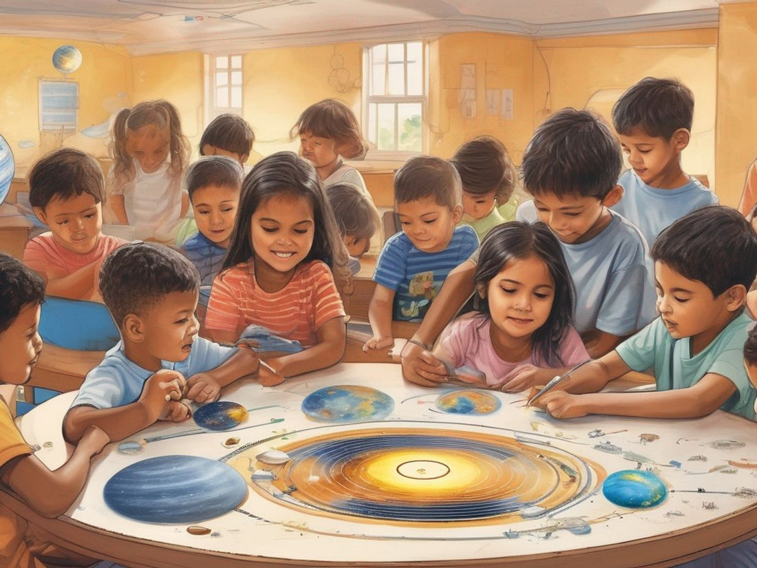 children learning about the solar system with educational kits