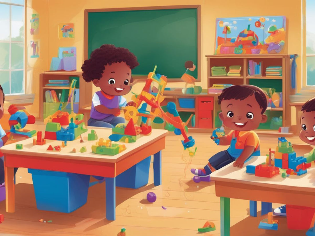 children playing with educational toys in a classroom setting