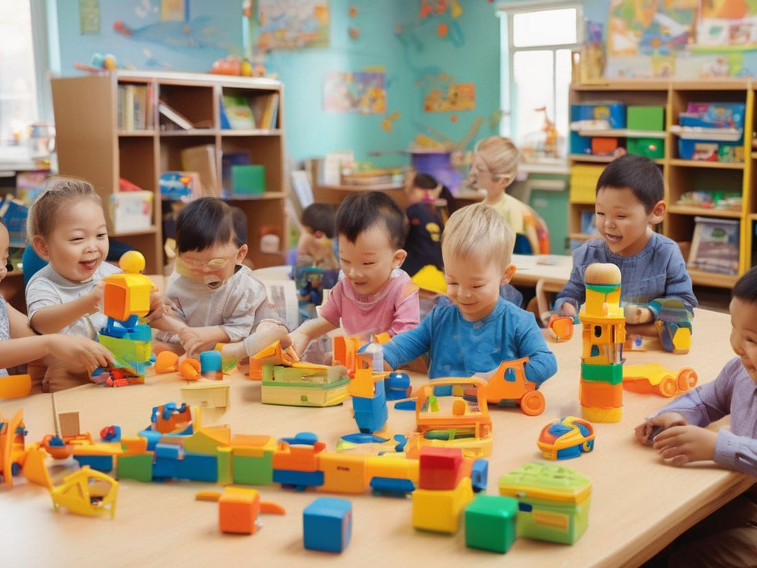 children playing with educational toys in a classroom setting