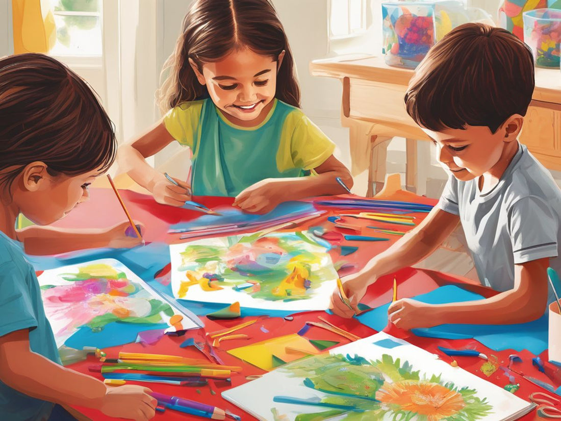 children crafting educational kits at home