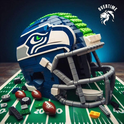 Football Helmet Building Blocks Display Set Seattle Seahawks