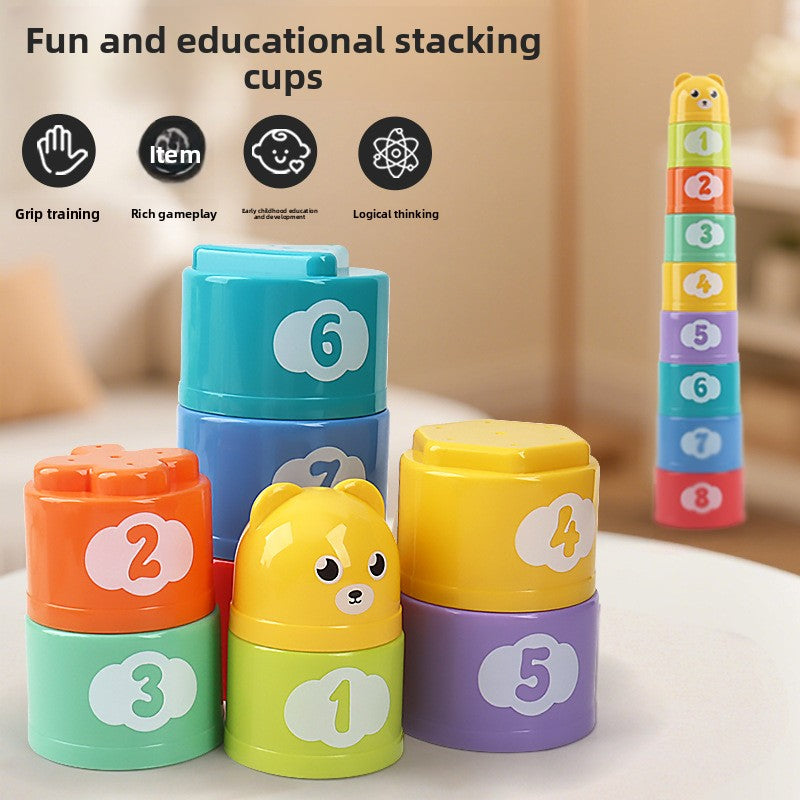 Rainbow Stacking Cups for Babies – 9-Piece Play Set