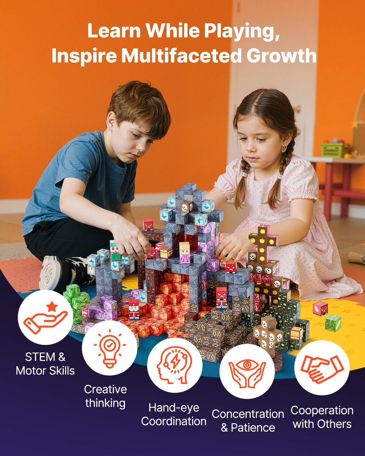 100-Piece Dark Castle Magnetic Blocks for Kids