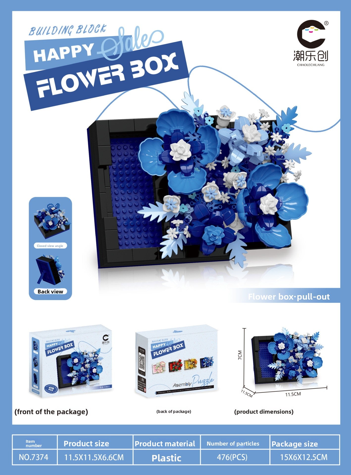Mini Flower Bouquet Building Blocks Set 7374-Blue Star Flower Secret Language