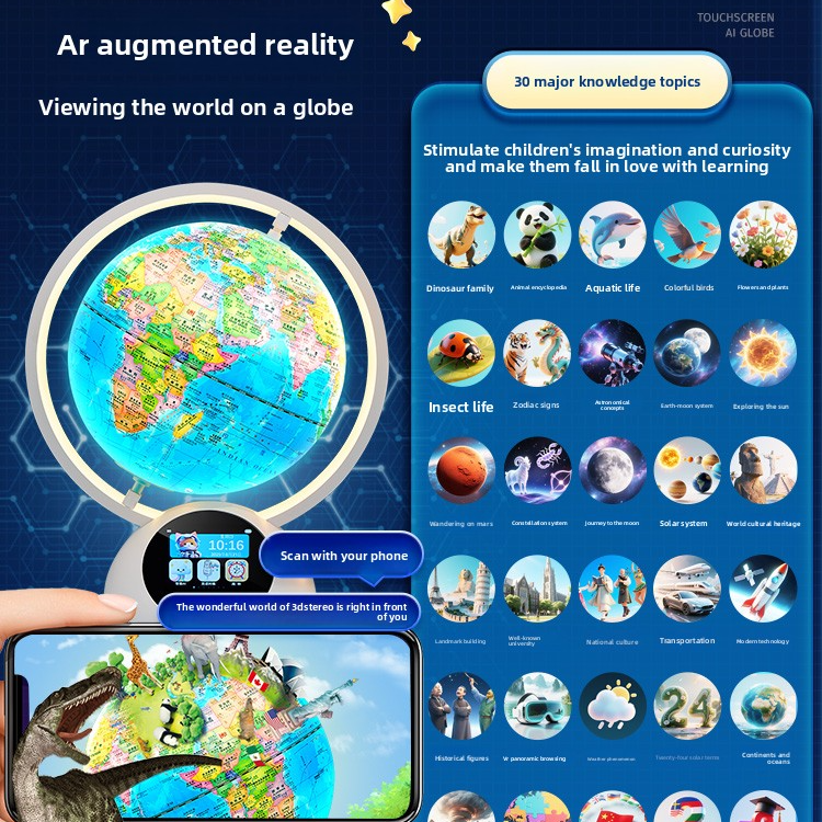Interactive AR/VR Globe for Kids with 30 AR Themes