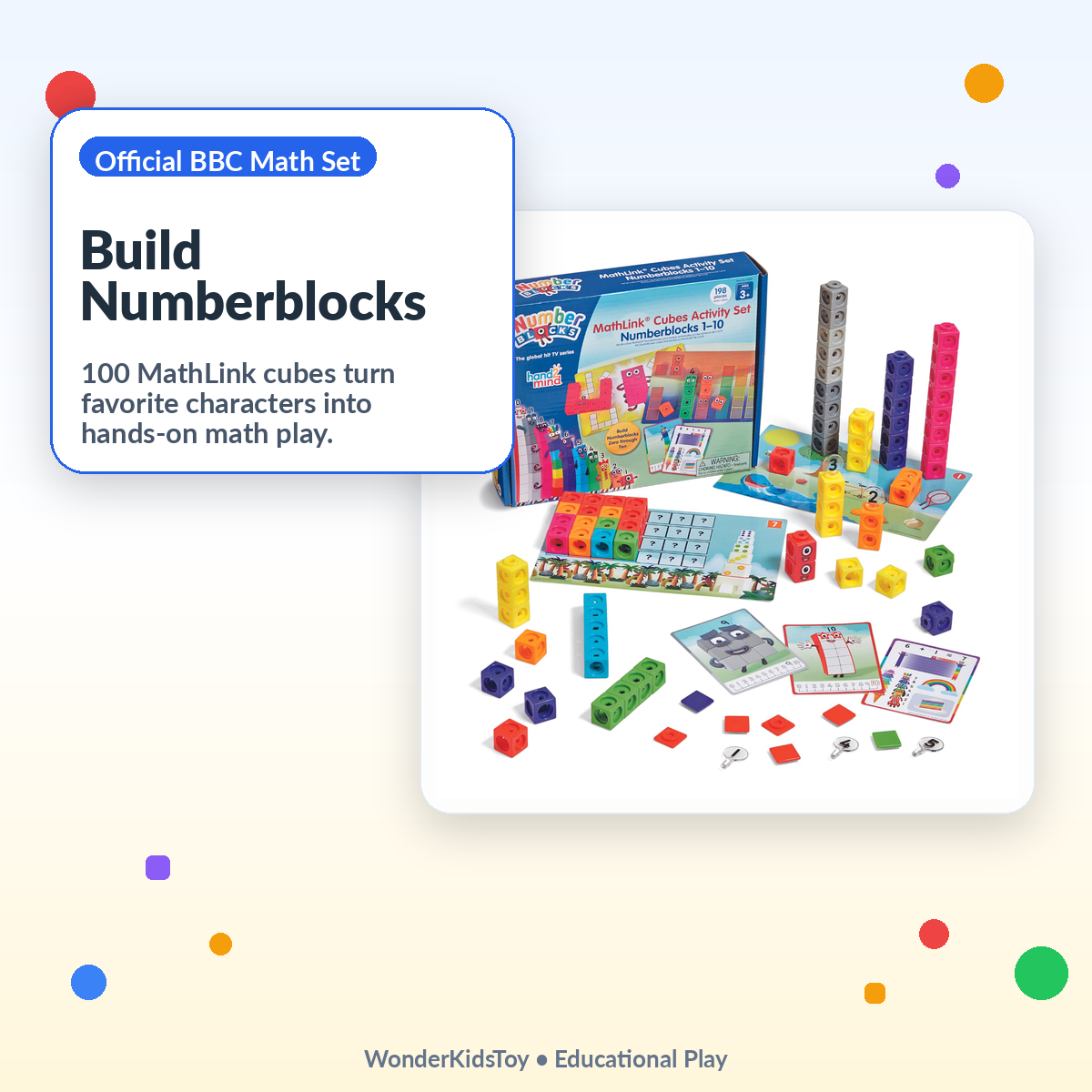 MathLink Cubes Numberblocks 1–10 Activity Set — Official BBC Math Toy · 100 Cubes · 30 Activities · Counting Adding Dividing for Kids Ages 3–6